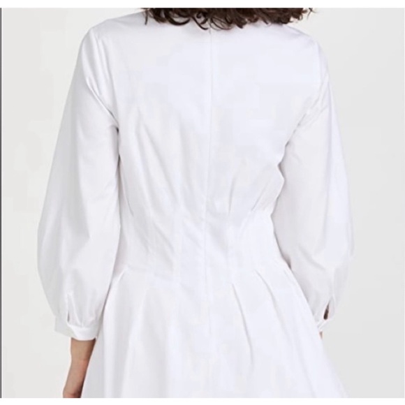 Veronica Beard Torres corset-waist white cotton long sleeve dress - Picture 2 of 11